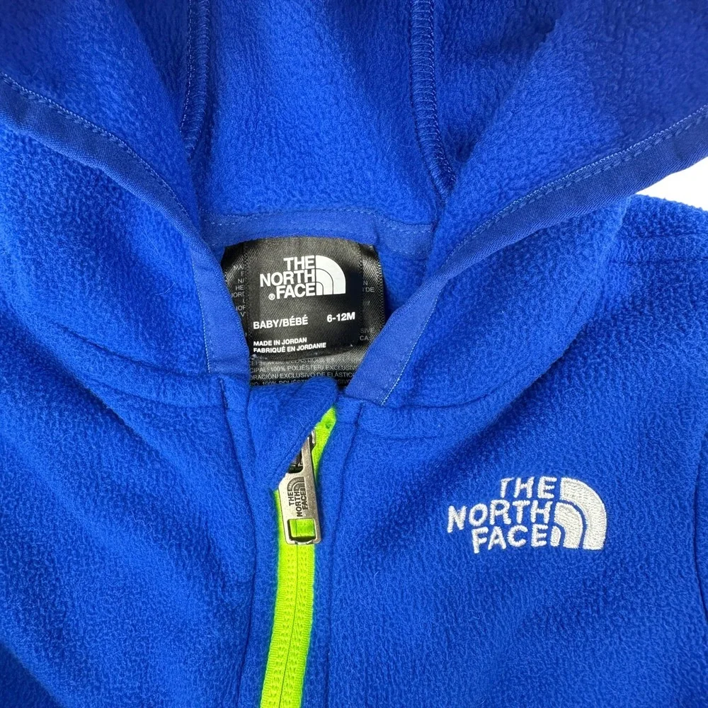 The North Face Baby Glacier Full Zip Hoodie Blue 6-12 Recycled Polyester‎ Fleece